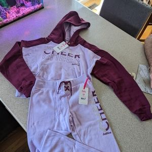Justice girls hoodie and jogger set "cheer"